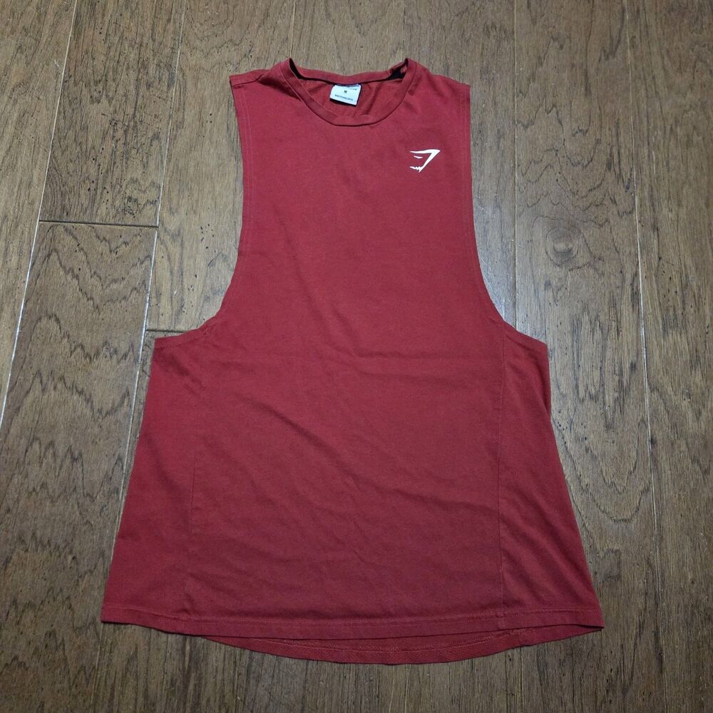 Gymshark Mens Drop Arm Tank Top Red Sleeveless Muscle Gym Shirt Size M